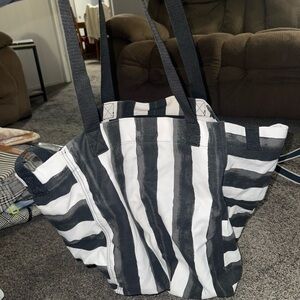 Thirty one brand  Striped canvas  Black and White Tote Bag